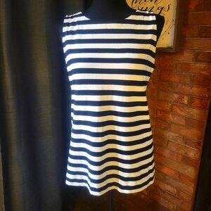LOFT Sleeveless Black & White Striped Top - Nautical Back Zipper - Size S
